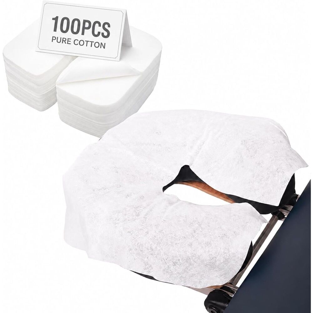 100 Disposable Massage Face Cradle Covers Latex-Free Soft White